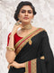 Vanya Zari Embroidered Women Woven Silk Saree Black with Maroon Embroidered Blouse Designer Saree