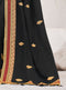 Vanya Zari Embroidered Women Woven Silk Saree Black with Maroon Embroidered Blouse Designer Saree