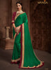 Dark Green Silk Saree with Dark Scarlet Maroon Blouse