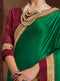 Dark Green Silk Saree with Dark Scarlet Maroon Blouse - VANYA