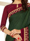 Sea Green Silk Saree with Maroon Blouse - VANYA