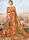 Multicolour Digital Print Fine Viscose Georgette Saree with Madhubani Art Design - VANYA