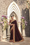 Vanya Zari Embroidered Women Woven Maroon Satin Saree With Two Tone Pure Silk Blouse Designer Saree