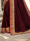 Vanya Zari Embroidered Women Woven Maroon Satin Saree With Two Tone Pure Silk Blouse Designer Saree