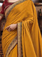 Vanya Zari Embroidered Women Woven Rust Yellow And Mustard Satin Saree With Two Tone Pure Silk Blouse Designer Saree