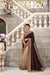 Zari Embroidered Dark Maroon With Chikoo Satin, Silk, and Net Saree