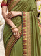 Vanya Zari Embroidered Women Woven Olive Green and Pista Silk Saree With Two Tone Pure Silk Blouse Designer Saree