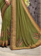 Vanya Zari Embroidered Women Woven Olive Green and Pista Silk Saree With Two Tone Pure Silk Blouse Designer Saree