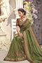 Vanya Zari Embroidered Women Woven Olive Green and Pista Silk Saree With Two Tone Pure Silk Blouse Designer Saree