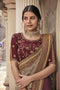 Vanya Zari Embroidered Women Woven Maroon Satin Saree With Two Tone Pure Silk Blouse Designer Saree